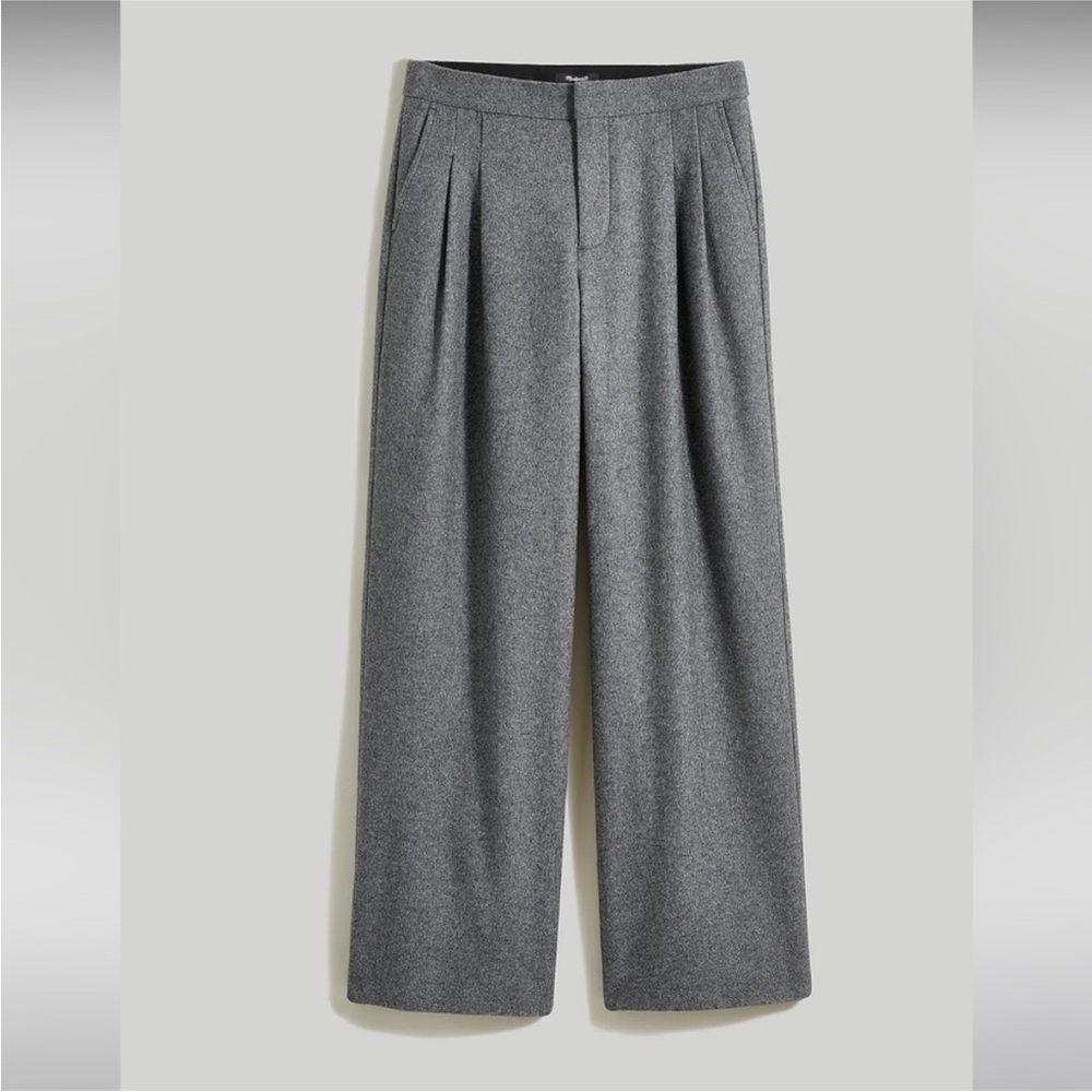 NWOT Madewell The Harlow Low-Slung Wool Wide-Leg Pant Mid Gray Melange Size 6 - Picture 4 of 13